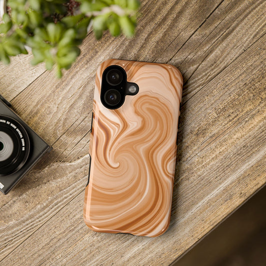 Front view of Impact-Resistant Phone Case in Cream/Sandy Paint Swirl — durable protective cover for smartphones by The Inner Horizon Collective
