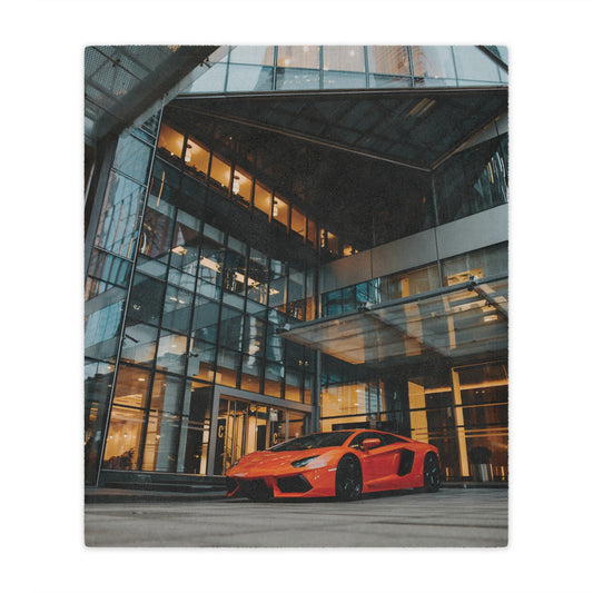 Front view of Luxury Sports Car Minky Blanket, 50x60 inches — soft plush blanket, automotive design, cozy throw by The Inner Horizon Collective