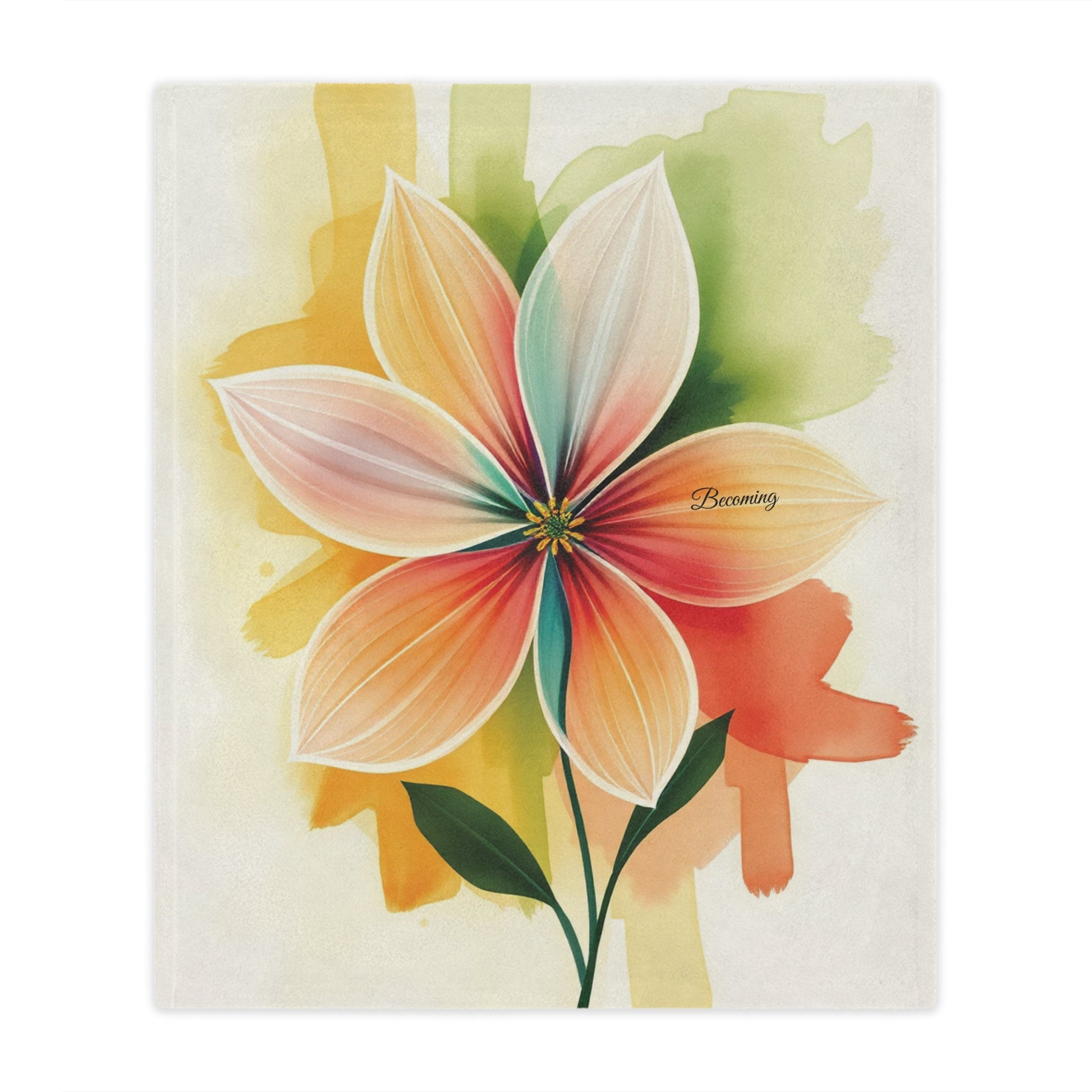 Front view of Becoming Floral Minky Blanket, 50x60 inches — soft plush floral blanket, cozy throw, decorative home décor by The Inner Horizon Collective
