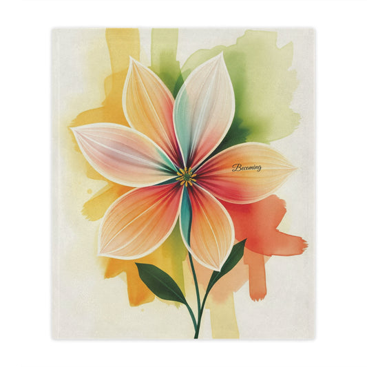 Front view of Becoming Floral Minky Blanket, 50x60 inches — soft plush floral blanket, cozy throw, decorative home décor by The Inner Horizon Collective