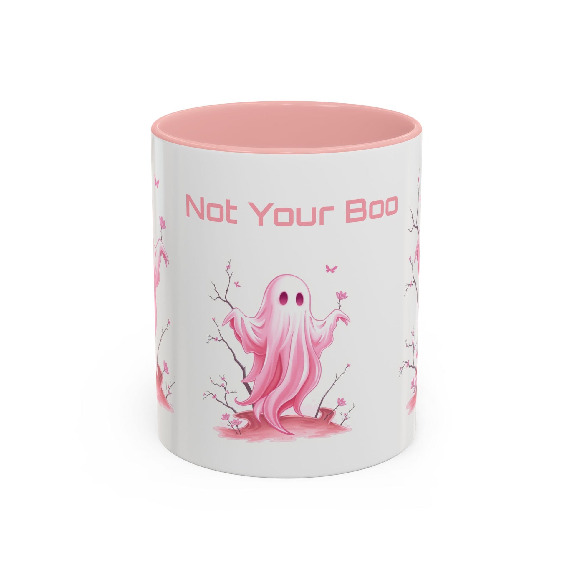 Front view of “Not Your Boo” ghost coffee mug — funny Halloween drinkware, ghost lover gift, spooky cute cup by The Inner Horizon Collective
