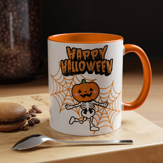 Front view of Skeleton Halloween coffee mug — spooky fall drinkware, autumn coffee cup, trick-or-treat gift by The Inner Horizon Collective