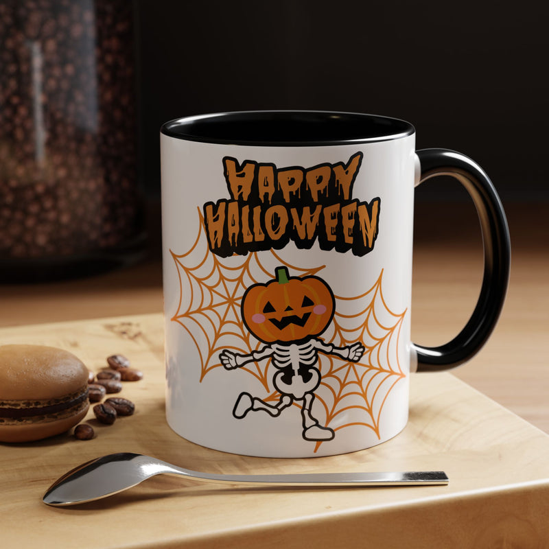 Front view of Skeleton Halloween coffee mug — spooky fall drinkware, trick-or-treat gift, autumn coffee cup by The Inner Horizon Collective