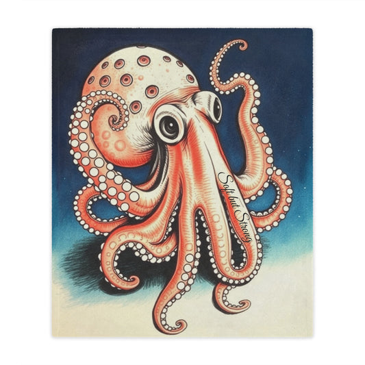 Front view of Soft But Strong Octopus Minky Blanket, 50x60 inches — soft plush nautical blanket, ocean-themed décor, cozy throw by The Inner Horizon Collective