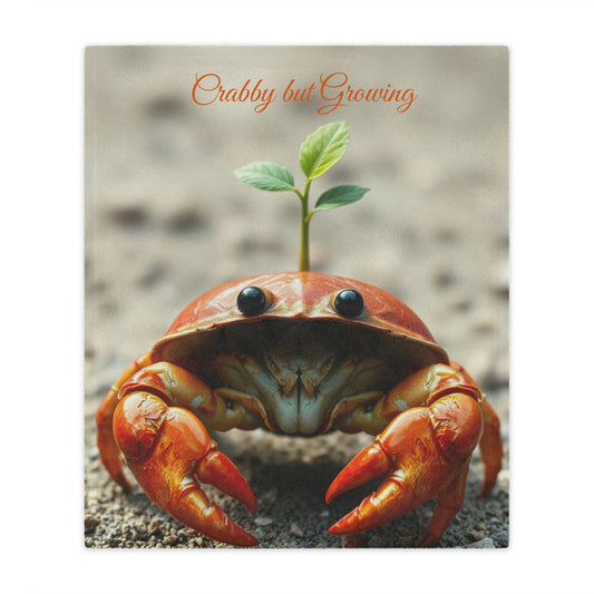 Front view of Soft Minky Blanket – Crab Design, 50x60 inches — soft plush nautical blanket, cute ocean décor, cozy throw by The Inner Horizon Collective