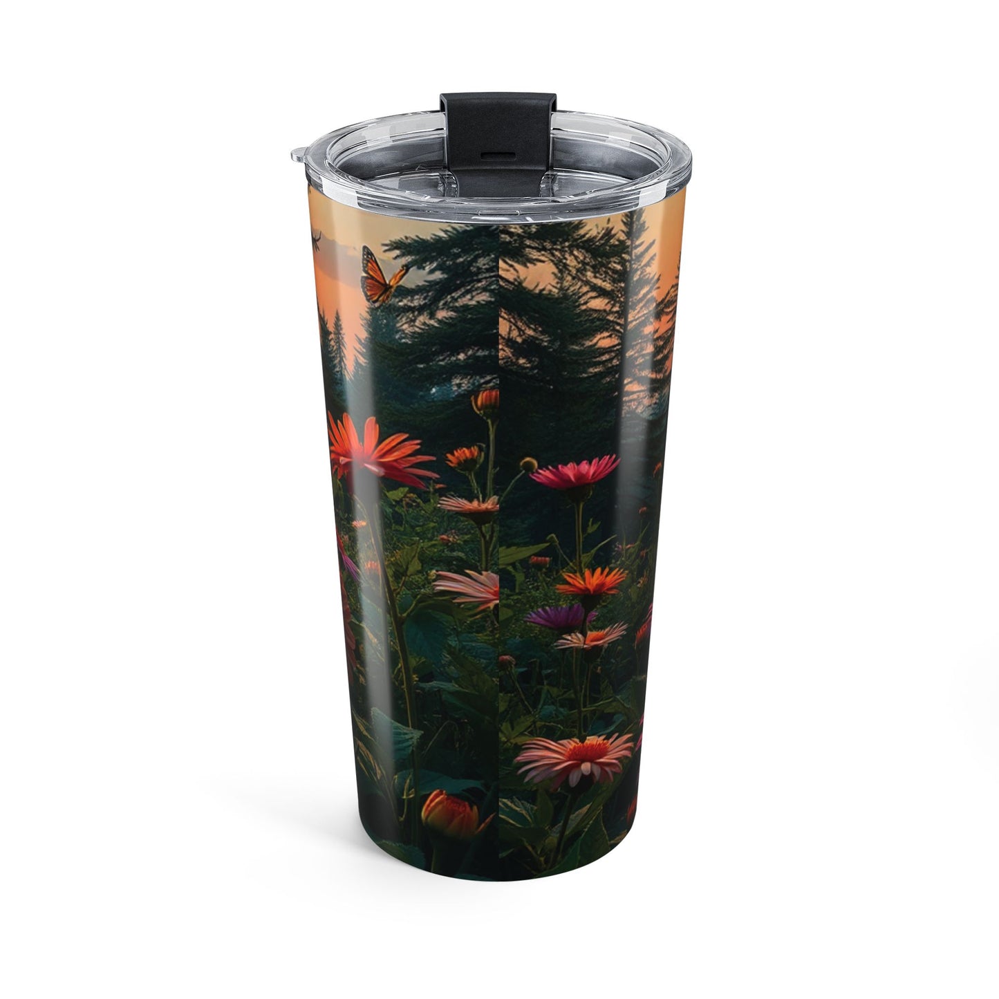 Alternate view of Sunset Flower tumbler with lid — floral travel cup, insulated drinkware by The Inner Horizon Collective