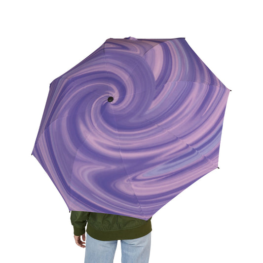 Front view of Swirled Purple Umbrella — stylish semi-automatic foldable rain gear, travel accessory and gift by The Inner Horizon Collective