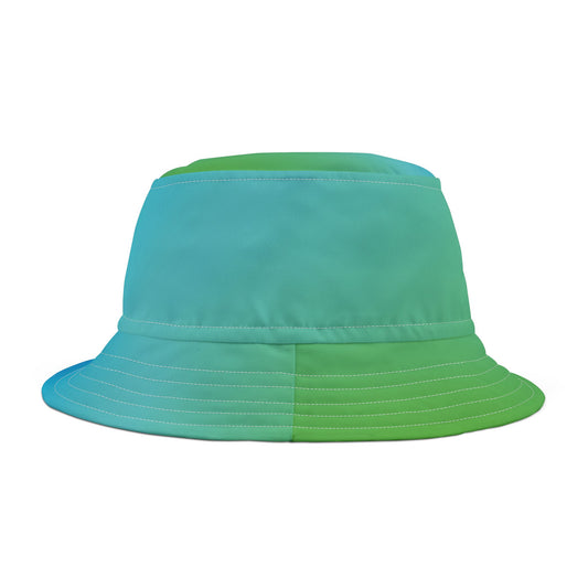 Front of Trendy AOP Bucket Hat — abstract print summer and beach hat for festival wear